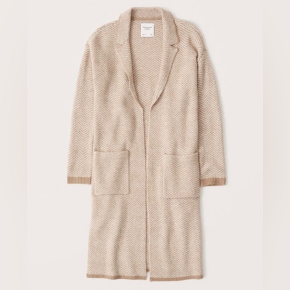 Beige and cream Abercrombie "coatigan"